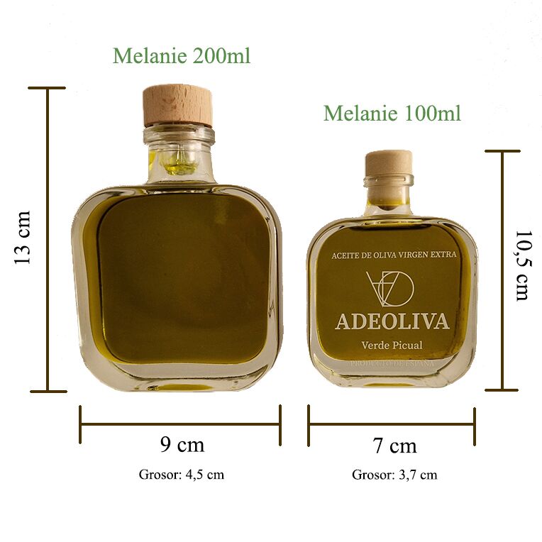 Bouteille d'Huile d'Olive PREMIUM Mélanie 100ml ou 200ml pour les mariages 8 Melanie 100ml y 200ml medidas