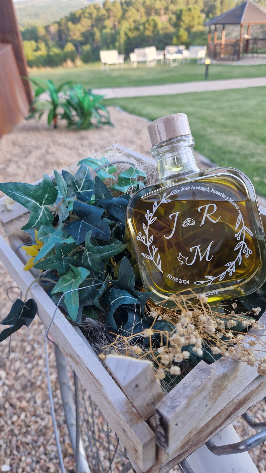 Bouteille d'Huile d'Olive PREMIUM Mélanie 100ml ou 200ml pour les mariages 2 Botellita melanie 200ml boda J&R personalizada