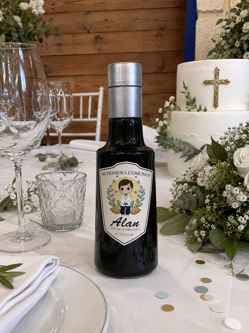 Huile d'Olive Primeur 250ml mariages et communions (Boîte 9Uds) - ADEOLIVA 3 Botellita aceite de oliva bodas bautizos comuniones