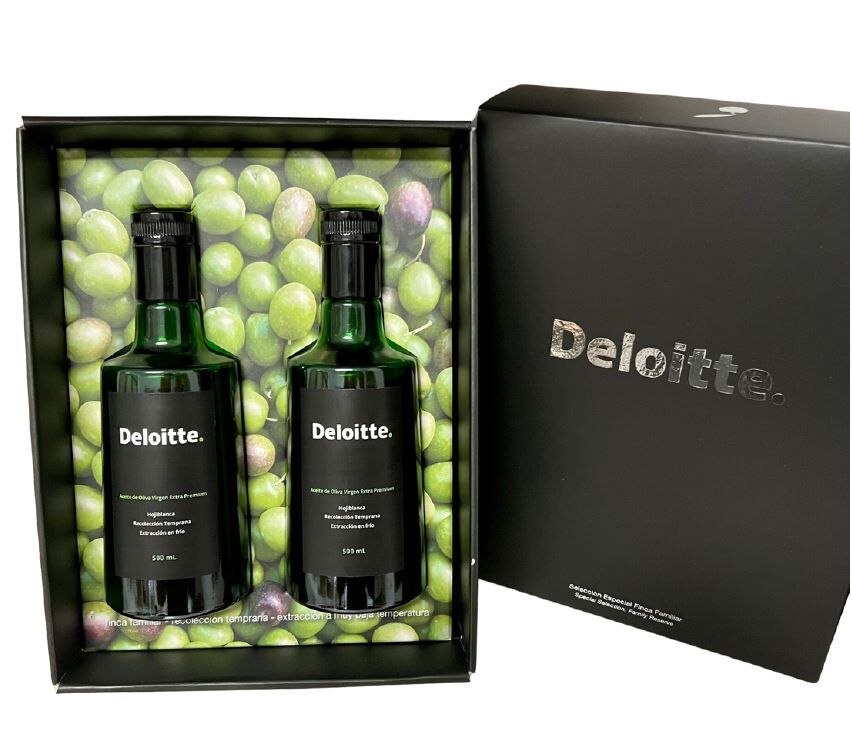Estuche Regalo Aceite de Oliva para Empresas 2x500ml ó 500ml+250ml 1 estuche regalo de empresa original personalizable